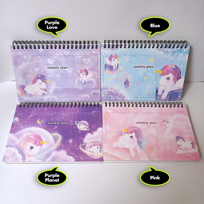 

[RESTOCK] Weekly Planner / Buku Tulis Agenda Diary - Unicorn - Pink