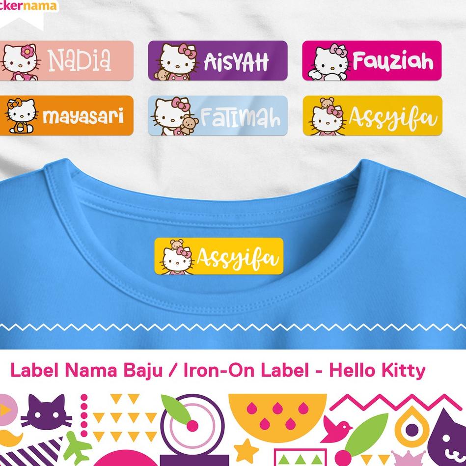 

[KODE DNWYC] Label Nama Baju, Label Nama Kain, Label Setrika, Iron-On Label Gambar Hello Kitty