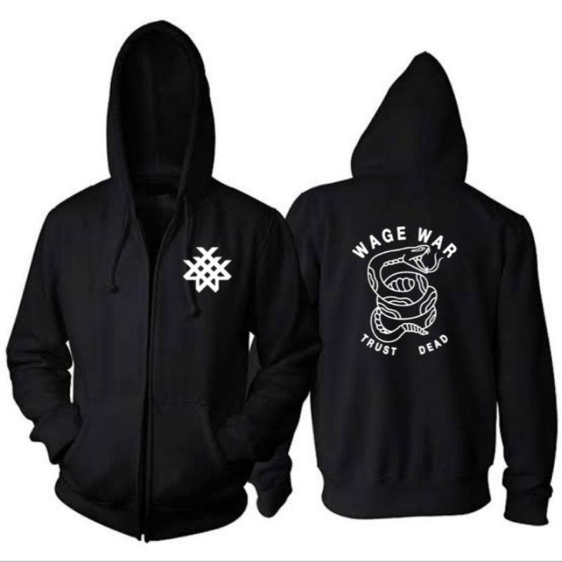 Jaket Hoodie Zipper Band WAGE WAR Pria Wanita Custom Distro Polos Tebal