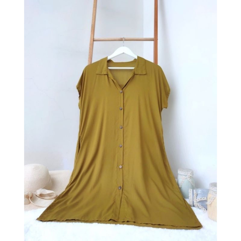 Home dress daster rayon Korea polos full kancing rayon busui | daster virall