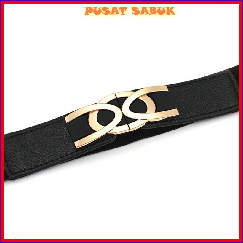 Ikat Pinggang Belt Fashion Sabuk Gesper Cewek Emas Kecil Korea Karet Women Gasper Slim Hitam