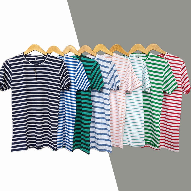 KAOS STRIPE STRIP SALUR BELANG GARIS GARIS PRIA WANITA UNISEX KAOS DISTRO LENGAN PENDEK