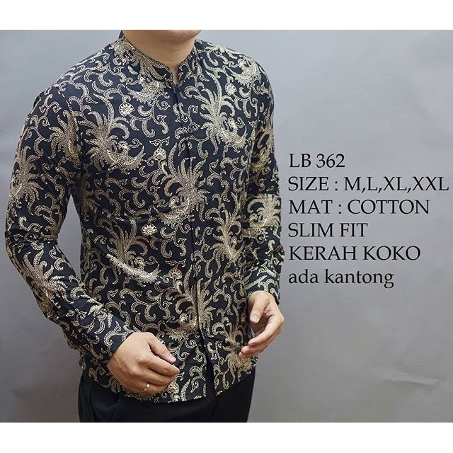 KEMEJA BATIK PRIA SLIM FIT / KEMEJA BATIK KOKO BAJU KOKO LB362