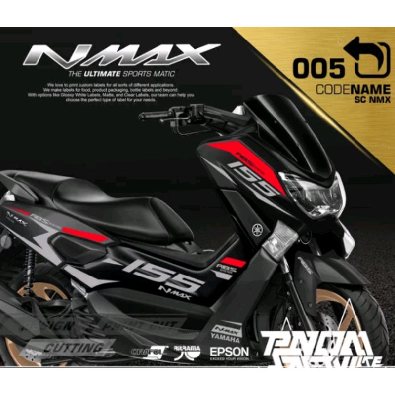 Striping Cutting Sticker Yamaha Nmax Merah Silver