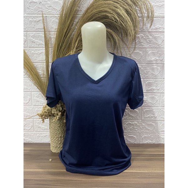 Kaos Wanita V neck Polos pendek L XL XXL Kaos Polos Pendek Wanita-Pendek-Navy