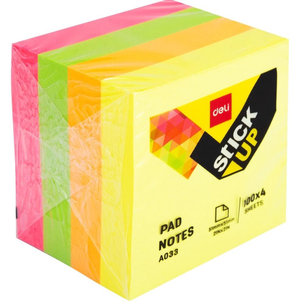 

nK8Code Deli Sticky Note Pad Notes 4x100Sheets 51*51*40mm Lem Menempel Erat EA03303(V3I1) (paling la