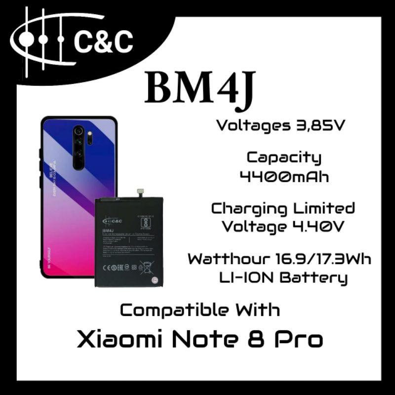 BATERAI BATRE BATTERY XIAOMI REDMI NOTE 8 PRO BM4J MERK C&amp;C