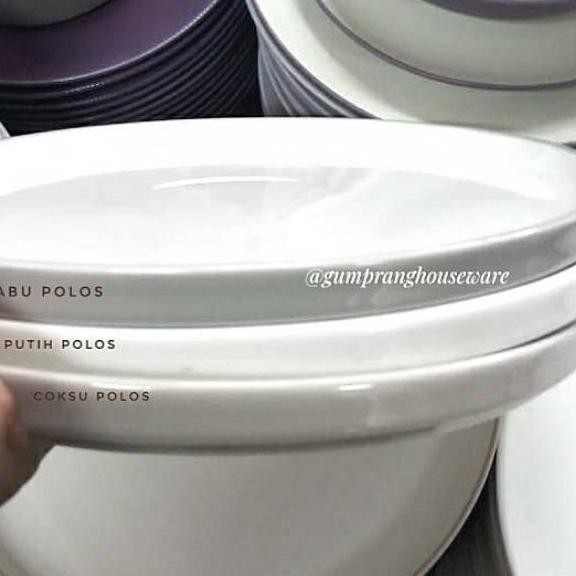 T1νQ Dinner plate 25 cm stack / piring keramik pizza tumpuk hitam abu putih ◘Super Sale