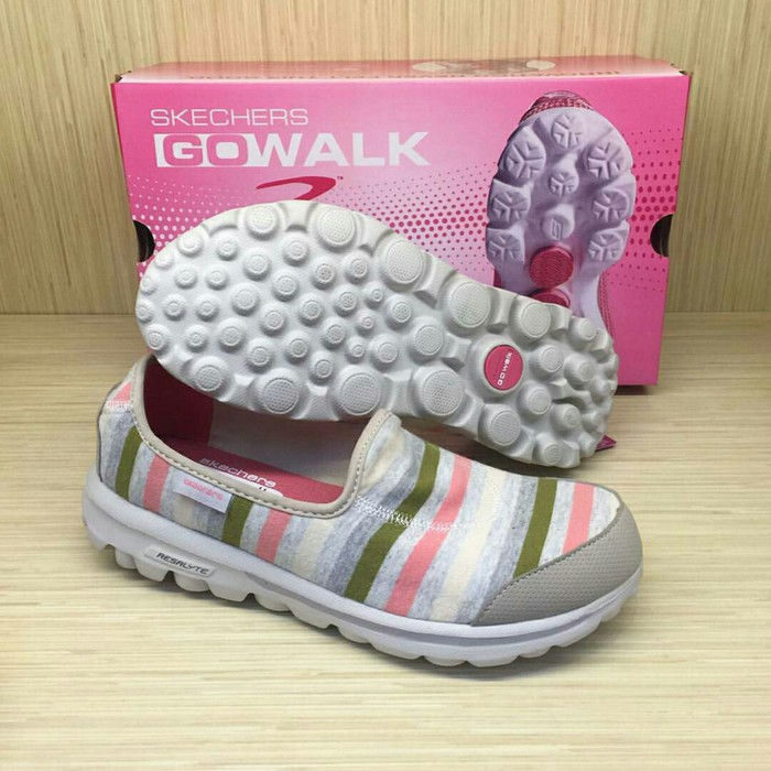 Sepatu Skechers Wanita GoWalk 2 Stripes / Sepatu Wanita