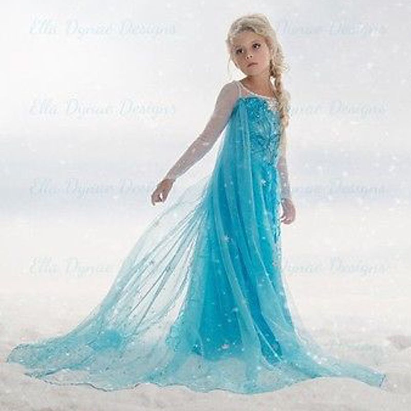 Kostum Cosplay Dress Princess Elsa Frozen Anna untuk Anak