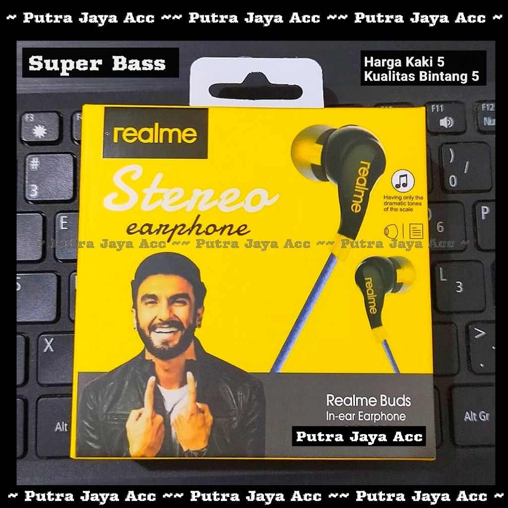 Headset Handsfree Realme Superbass - Earphone Realme Buds - QP003 QP-003 - Stereo Sound Quality