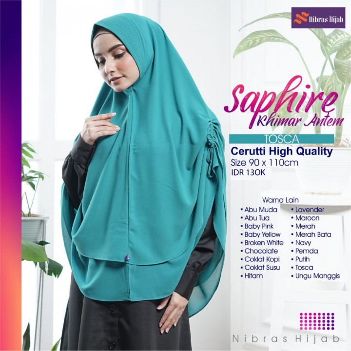 SAPPHIRE KHIMAR ANTEM HIJAB NIBRAS HIJAB ORIGINAL CERUTTY FASHION