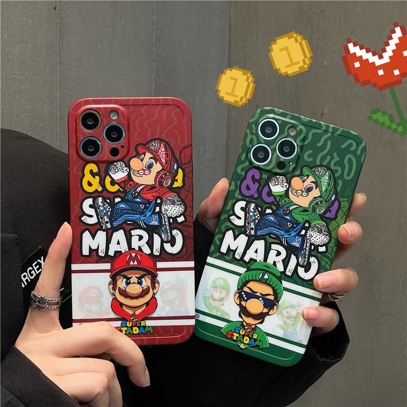 Cartoon Super Maria Phone case  iPhone 7 8 Plus 12 11 8 X XR XS MAX 13 11pro 12 pro Max SE 2020 Straight edge Matte Soft TPU Cover