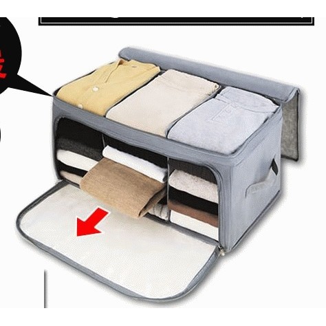 [HARGA PROMO] Storage Box 2 Pintu / 3 window Foldable Cloth Organizer Bamboo Charcoal Storage