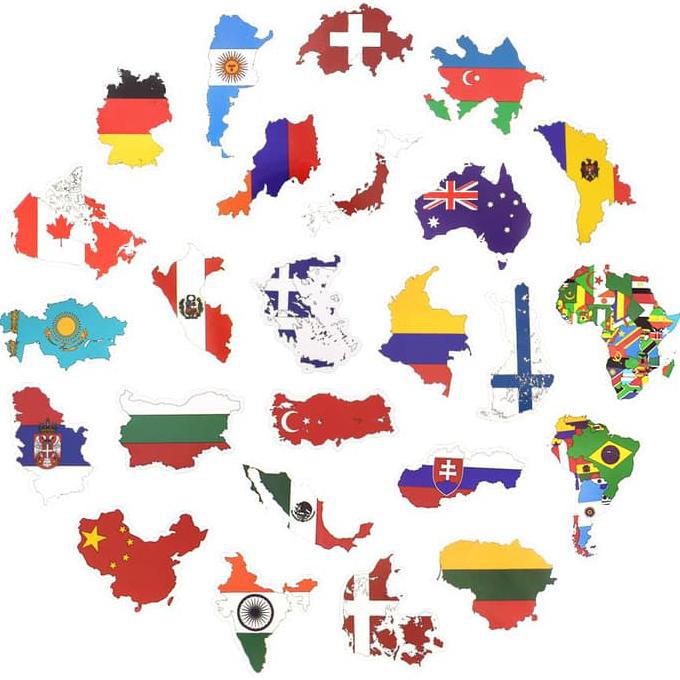 Terlaris# 50 Pcs Stiker Sticker Travel Bendera Negara Koper Laptop Rimowa