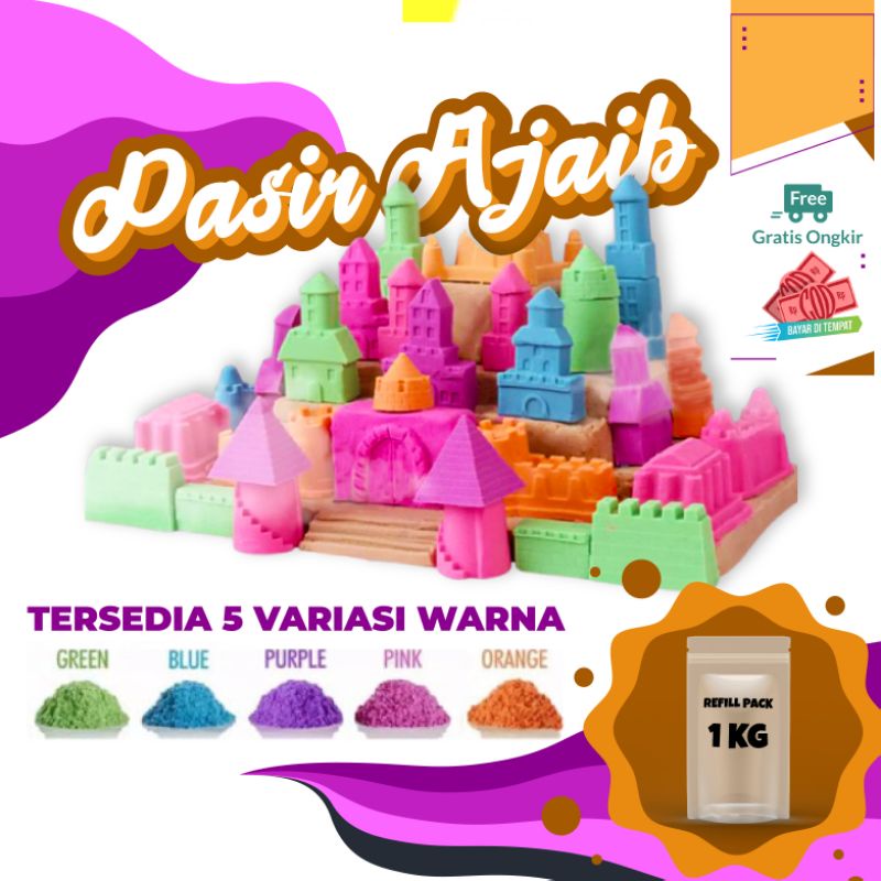 (BISA COD) Mainan Pasir Pasiran REFILL 1KG Pasir Ajaib / Play Sand / 1KG Mainan Anak / Mainan Edukasi