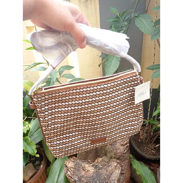 tas f o s s i l ori felicity crossbody brown stripe