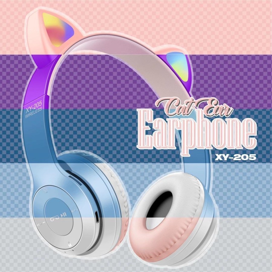 Headphone Bluetooth Cat Ear XY-205 + Led RGB