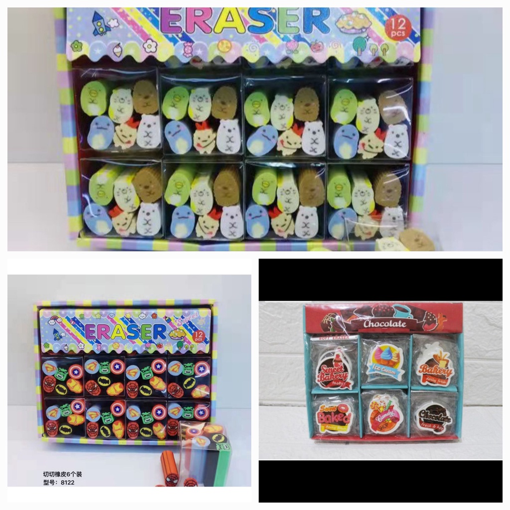 

( 6 Pcs, 6 Model 6 Pcs) Penghapus/Stip Super Heroes Avenger 8029/ 1195 Food Makanan/ animal 8122 2020 3030