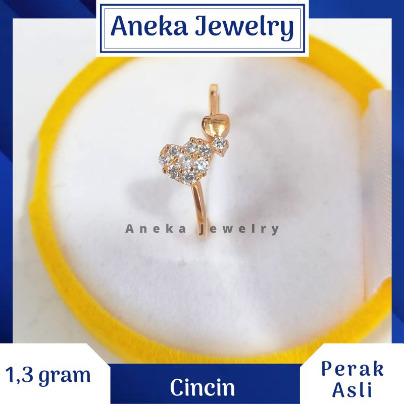 Cincin Love Cor Mata, Perak 925, Sepuh Emas Rosegold