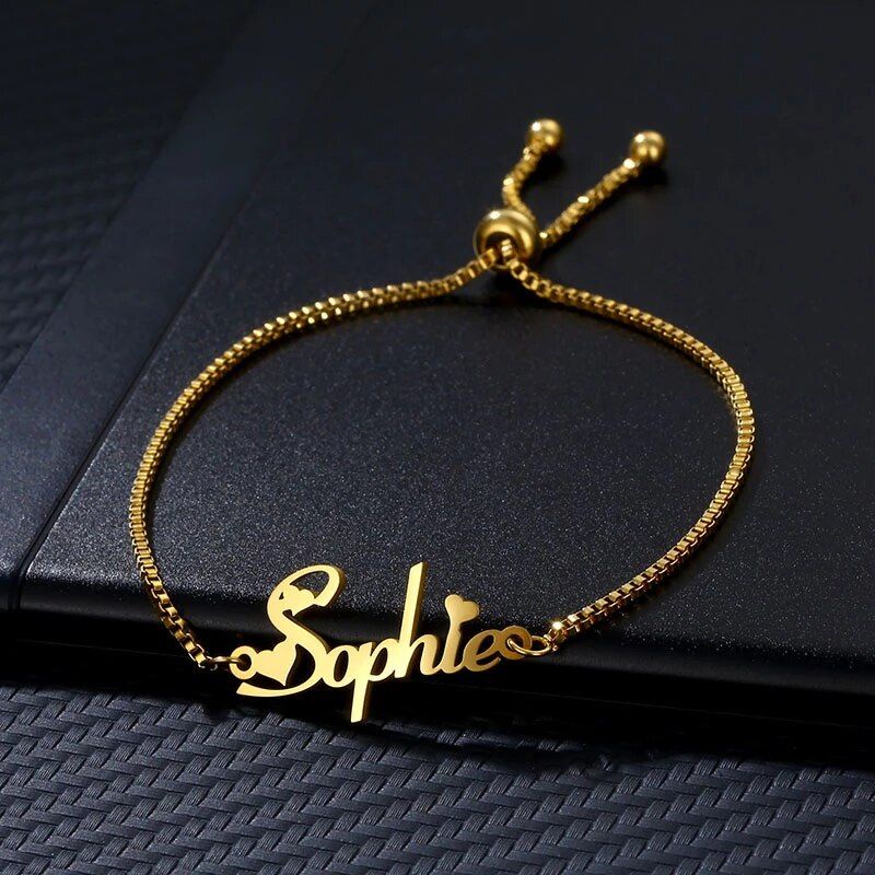 Gelang Serut Ukir Nama Lapis Emas.