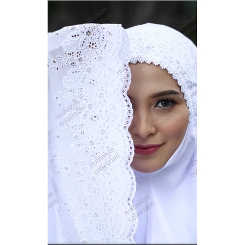 Mukena Khadijah Aleena V.2 Putih Ukuran Jumbo Bahan Super Silky Premium Free Tas dan Tasbih