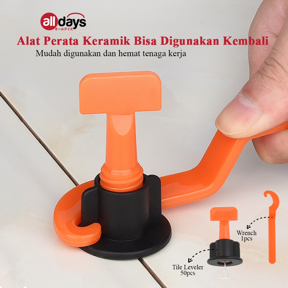 Alldays Reusable Tile Leveling Nat Spacer / Alat Perata Keramik 50 pcs perbungkus - 1.5 mm include Kunci Pengencang