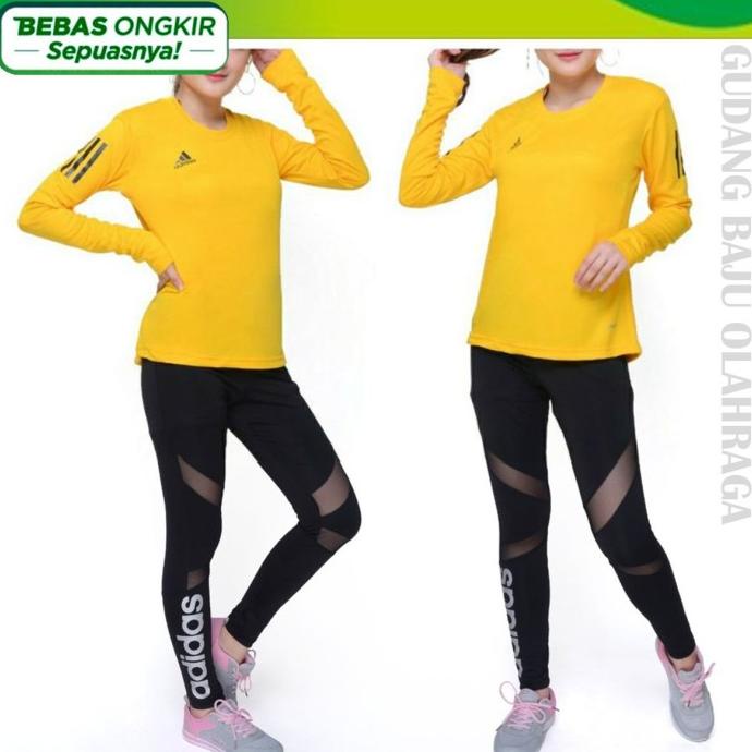 Kaos Dry Fit Thumbhole kaos olahraga cewek lengan panjang adidas