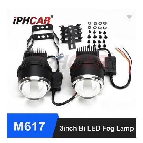 Bi LED Lampu FOGLAMP IPHCAR Proyektor M617 HI LOW Beam Projector Projie biled fog lamp 3 warna color