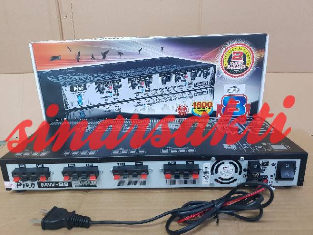 AMPLI WALET PIRO MW 89 8 CHANNEL 3 PLAYER OTOMATIS CHARGER AKI 1600 TWEETER