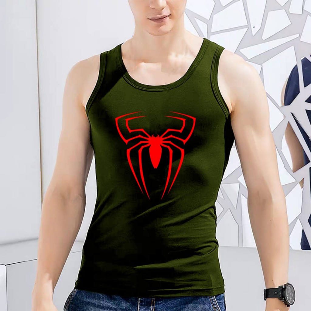 Bisa COD / DS - SINGLET SPIDER / kaos dalam / singlet cowok / singlet olah raga / singlet motif