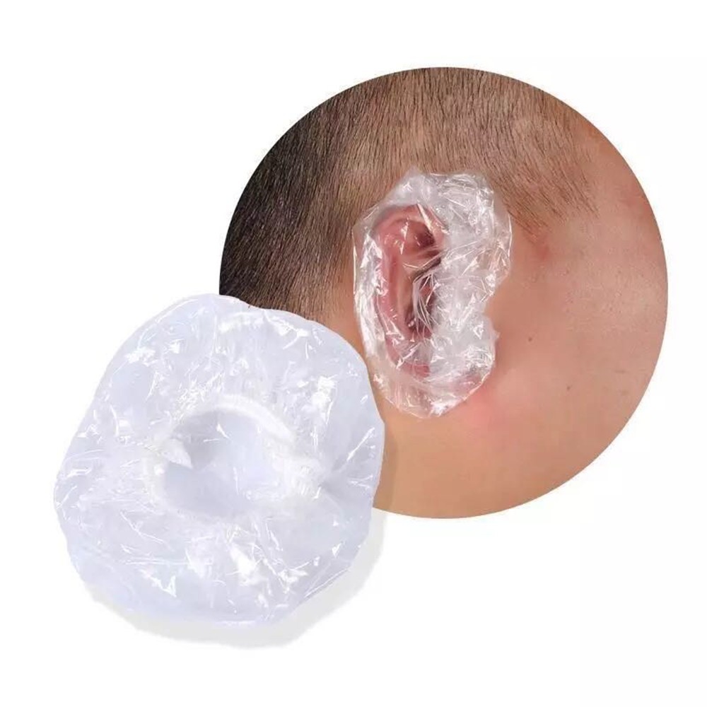 (Cod Tangding) 10pcs Penutup Telinga Bahan Plastik Transparan Anti Air Sekali Pakai