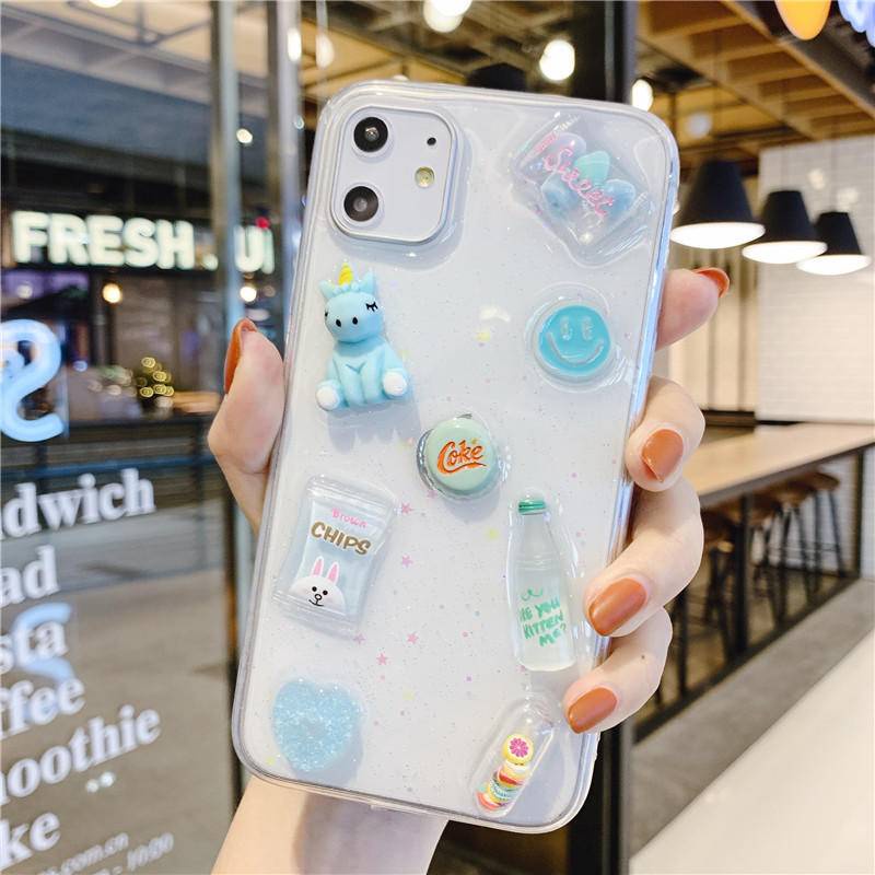 Soft Case Bahan TPU Motif Kartun Unicorn 3D Untuk iPhone 13 12 11 Pro MAX Mini X XS MAX XR SE 2022 2020 7 8 Plus