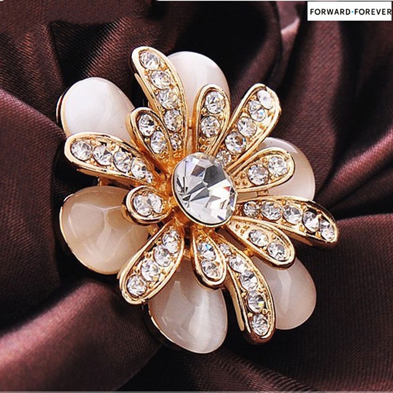 Pearl rhinestone scarf ring clip brooch pin M40012