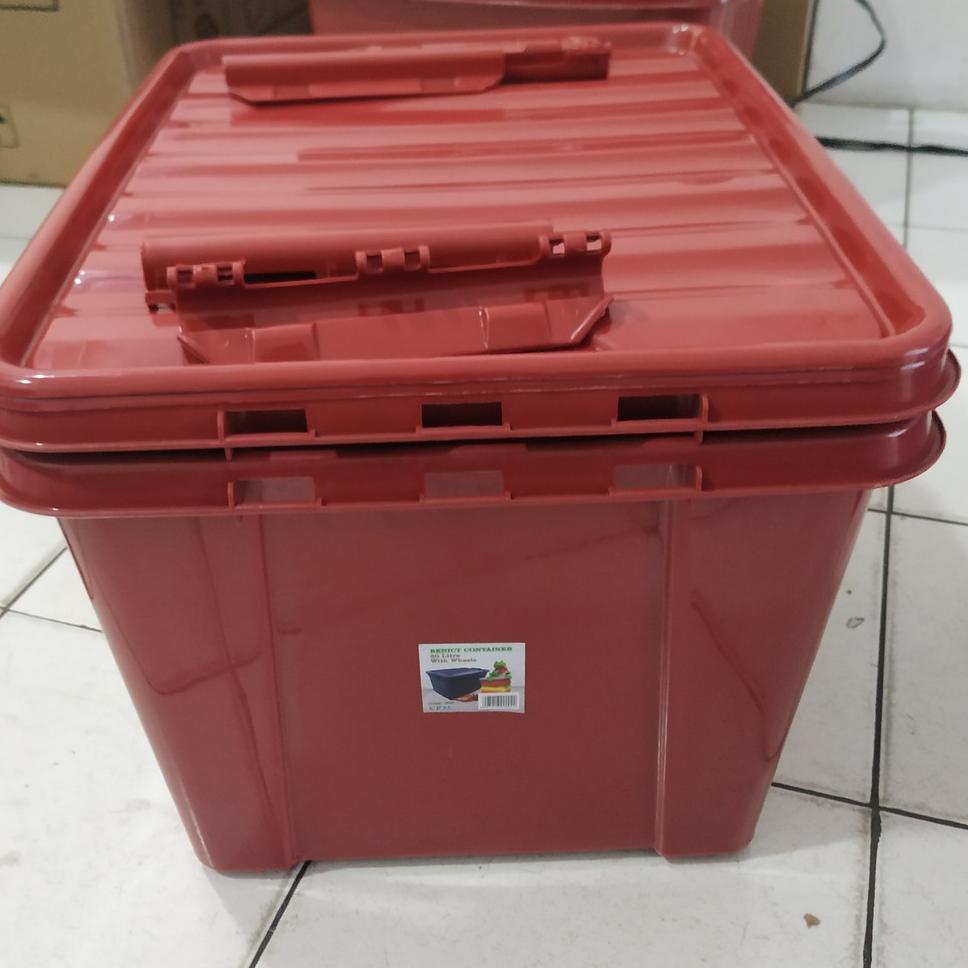 Terlaris.. Kotak Penyimpanan Besar Roda 50L BIRU MERAH/ Kontainer Box Plastik / Container Box Murah