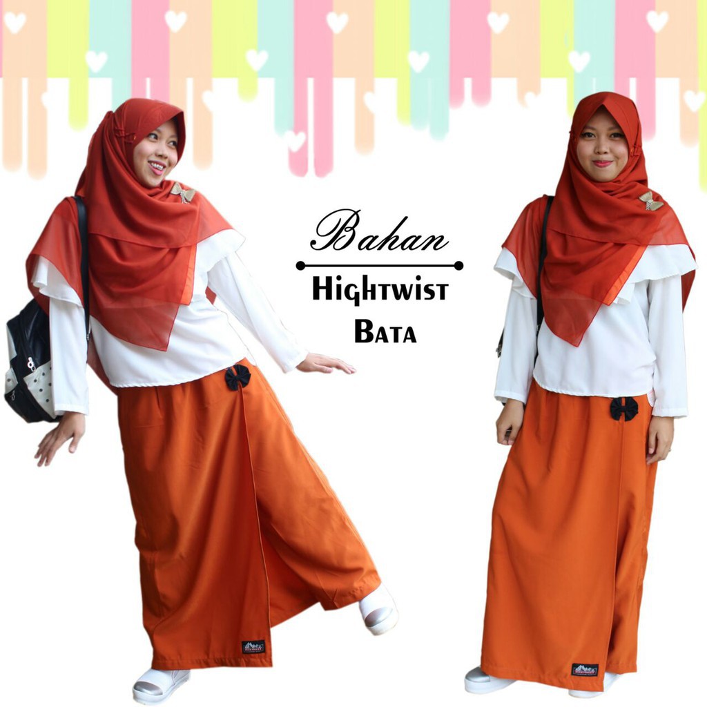Rok Celana Muslimah Rickyrieez Bahan High Twist Warna Merah Bata Murah