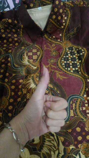 Kemeja Batik Bahan Semi Sutra Super Berfuring Leng Panjang Batik Clasik Batik Sutra Batik Pekalongan