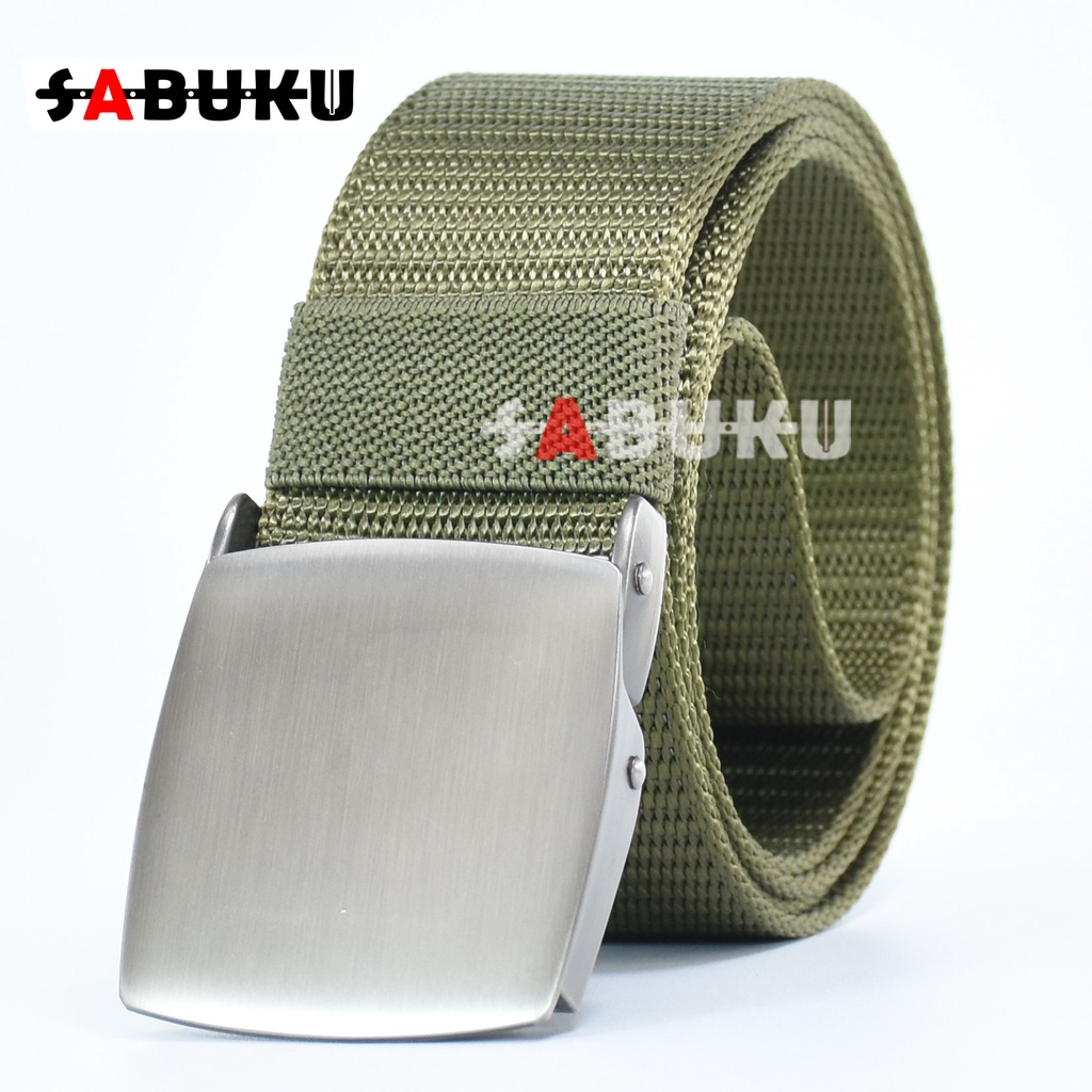 Ikat Pinggang Pria Canvas Nylon Sabuk Pria Logam Besi Metal Buckle Men Belt - 164