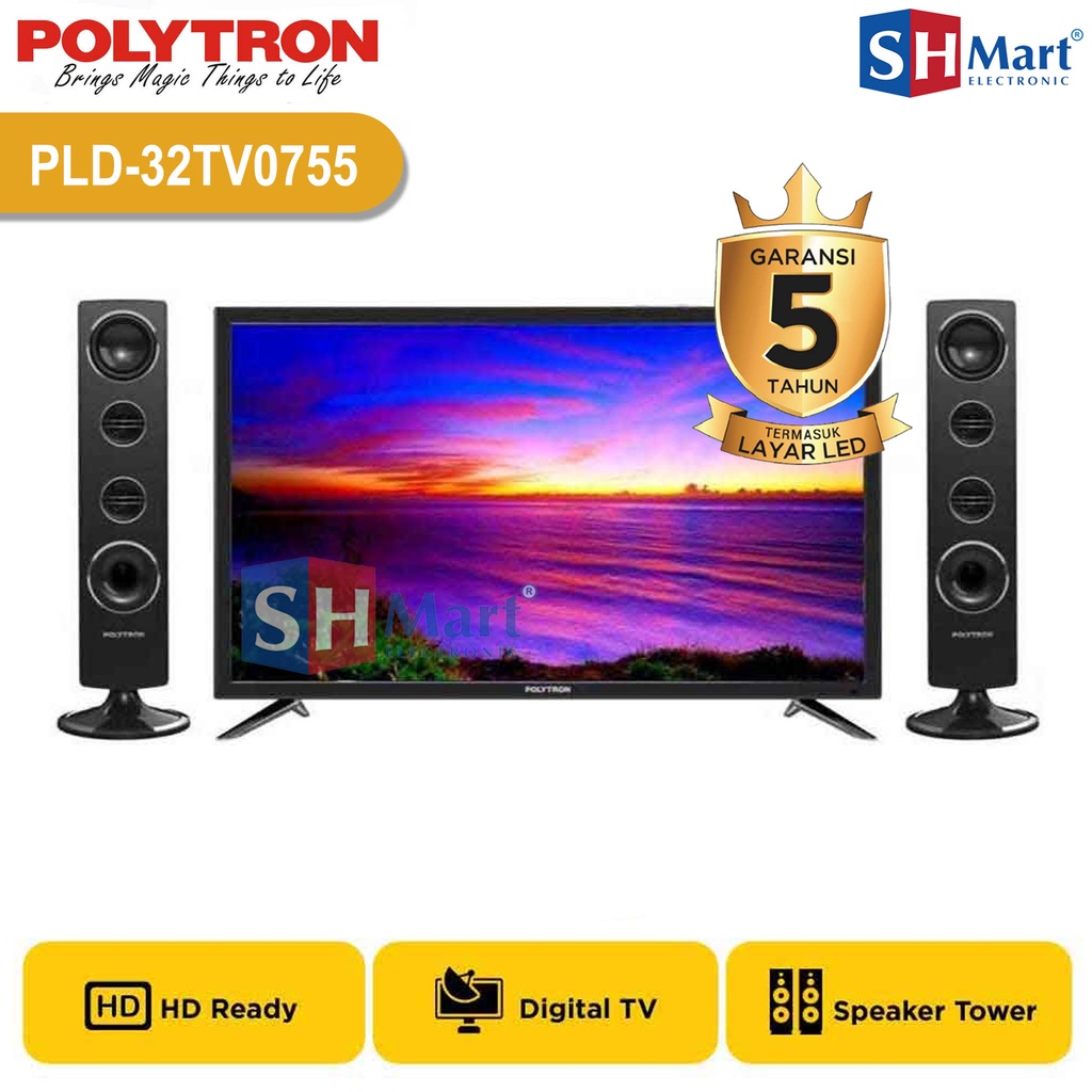 TV POLYTRON 32 INCH DIGITAL DVB T2 PLD-32TV0755 / PLD-32V1855 GARANSI RESMI