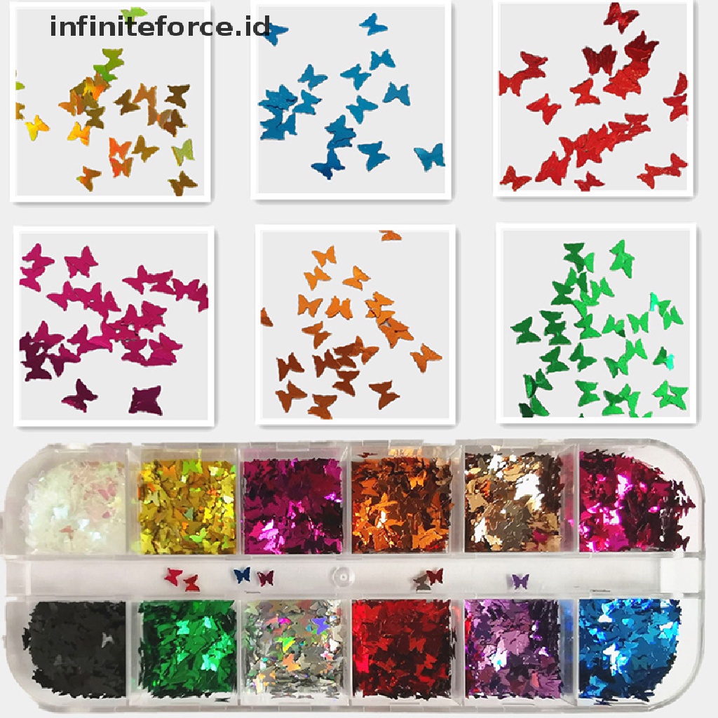 (infiniteforce.id) Serpihan Sequin Glitter Bentuk Kupu-Kupu Untuk Dekorasi Nail Art