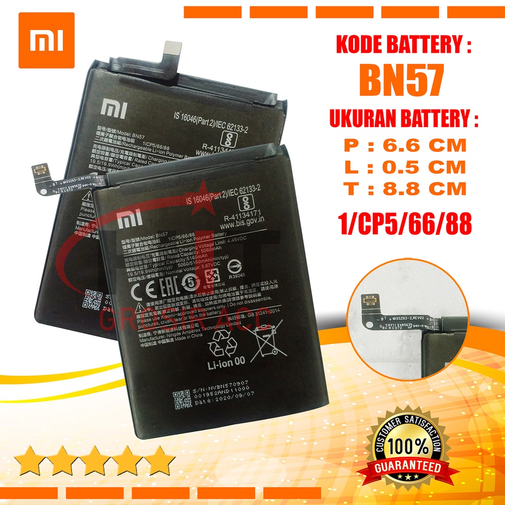 Baterai Battery Xiaomi BN57 FOR POCOPHONE POCO X3 NFC / X3 PRO