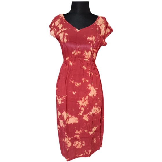 Daster Manohara Dress Manohara All Size Fit to XL Rayon Dress Bali Motif Tiedye Kopi Coffe Motif-TD maroon