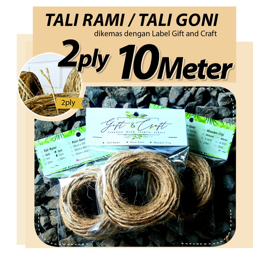 Tali Rami Tali Goni 2ply 10m dengan kemasan Gift and Craft