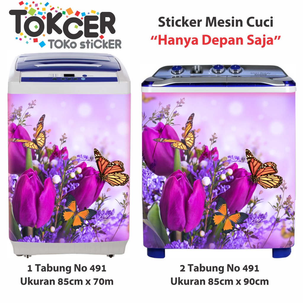 Stiker Mesin Cuci Bunga TULIP UNGU