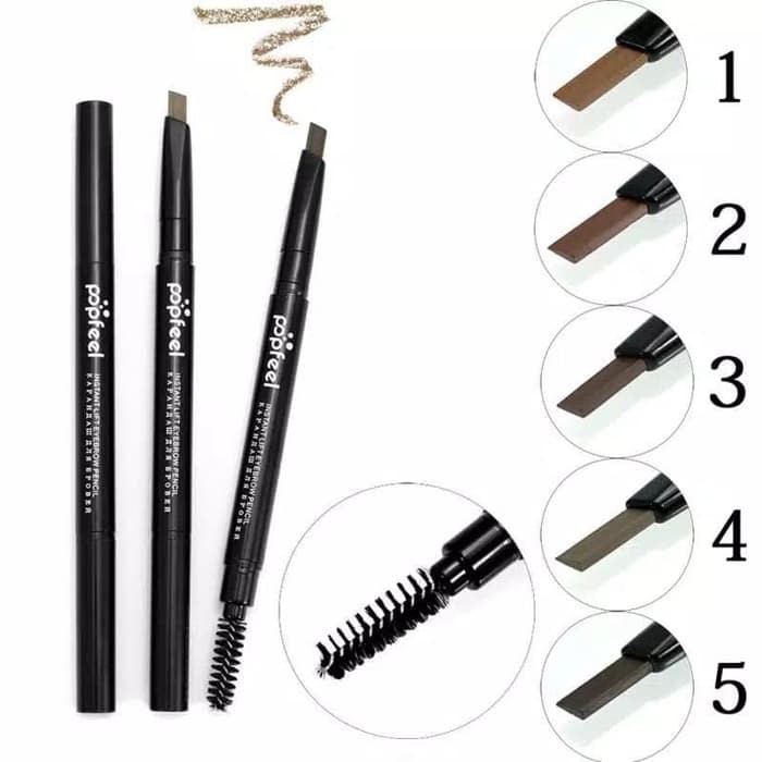 POPFEEL Eyebrow Waterproof Double Head Pensil Alis Anti Air ORI - Light Brown