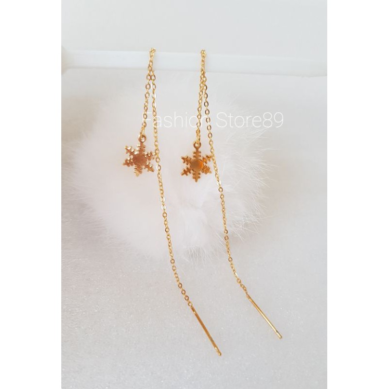 Anting Snow titanium gold jurai panjang impor anting jurai rantai panjang titanium