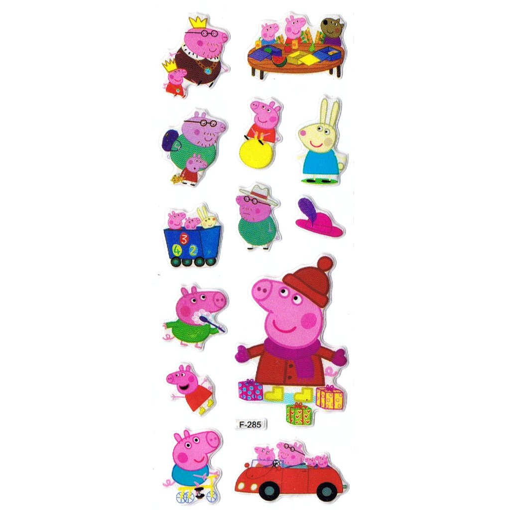 SK369 Stiker Sticker Timbul Set Strip Aneka Gambar Kartun Peppa Pig