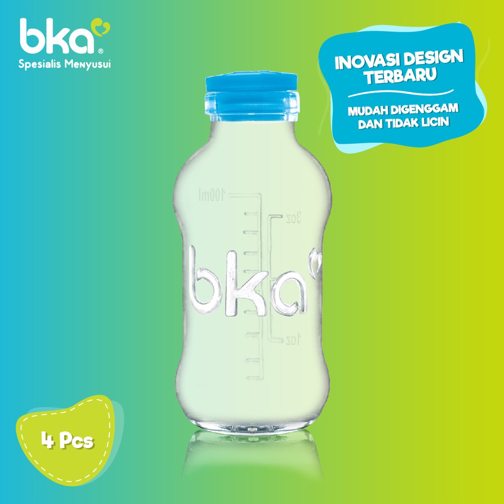 BKA Botol Kaca ASI Botol Susu ASI BKA 100 ml isi 4 pcs