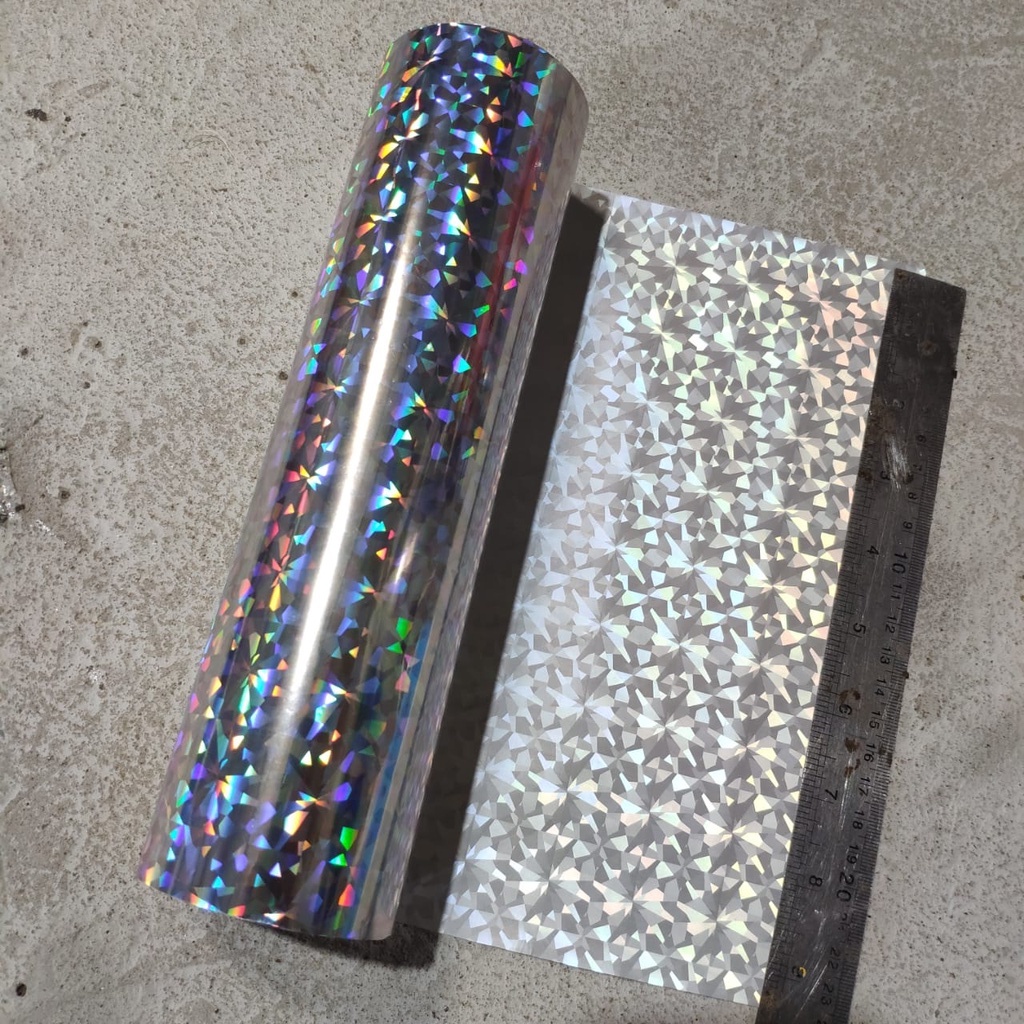 hot stamping foil / stampingfoil / hotprint / motif pecah beling hologram lebar meteran