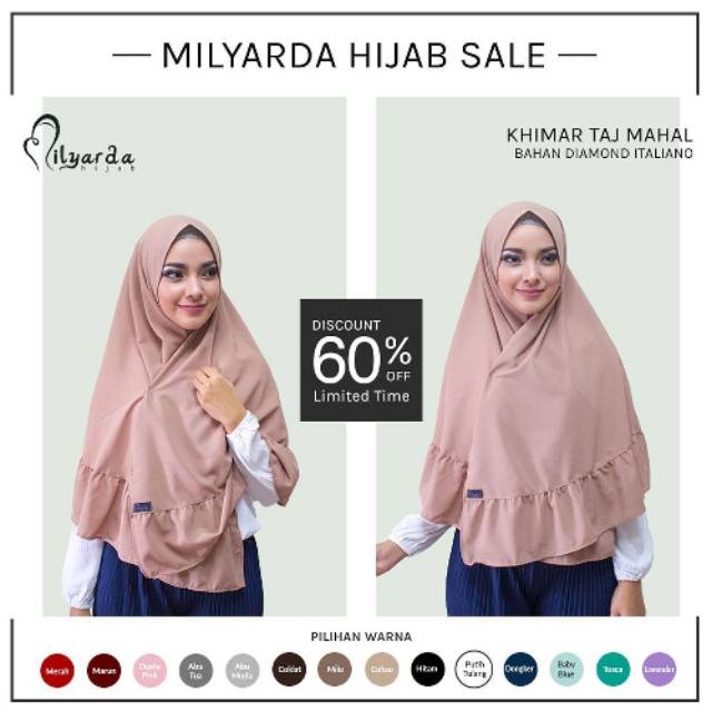 Milyarda Hijab khimar instan tajmahal//rempel syari simpel antem/jilbab/kerudung